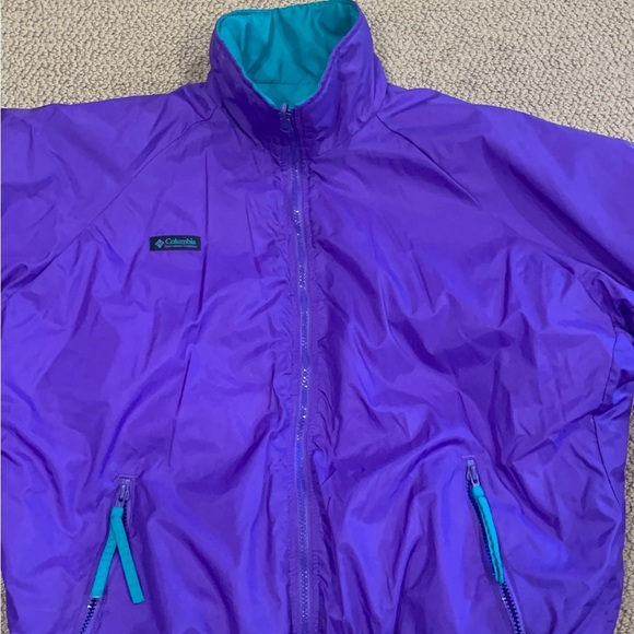 Purple unisex vintage limited columbia sportswear reversible jacket large blue - Picture 2 of 8